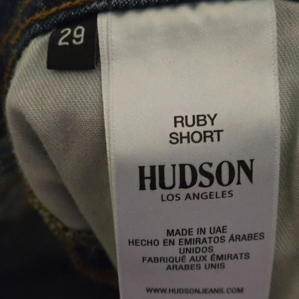 Hudson Ruby Denim Mid Rise Shorts Rolled Chic Logo Size 29